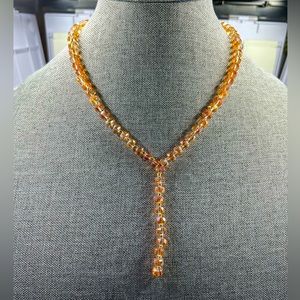 Tangerine clear glass beaded necklace